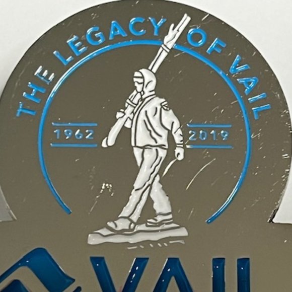 Vail, The Legacy of Vail, 1962-2019, Silver Tone Lapel Hat Pin 1.25"x1.5" - Picture 3 of 10